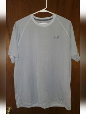 Under Armour Gray Striped Short Sleeve Performance T Shirt Sz Large
